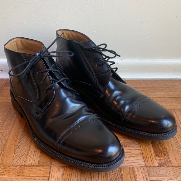 Johnston & Murphy Other - Johnston Murphy Black Leather Cap Toe Chukka Boot